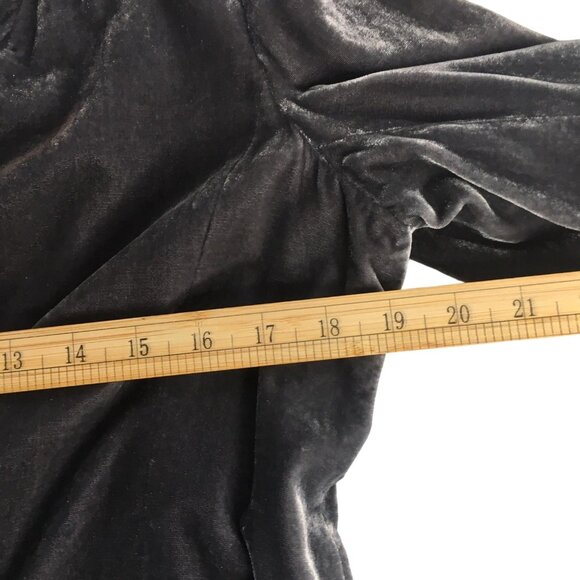 Poetry Velvet Blazer Silk Blend Jacket Womens 12 Gray Velvet Longline Pockets - Picture 12 of 16